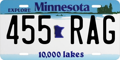 MN license plate 455RAG