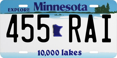 MN license plate 455RAI