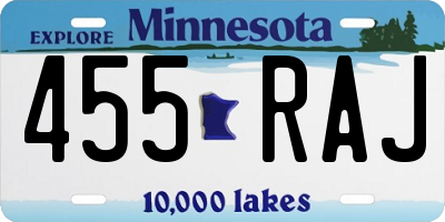 MN license plate 455RAJ
