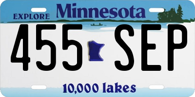 MN license plate 455SEP