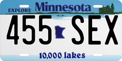 MN license plate 455SEX