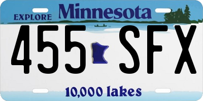 MN license plate 455SFX