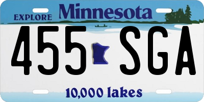 MN license plate 455SGA