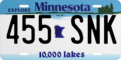 MN license plate 455SNK