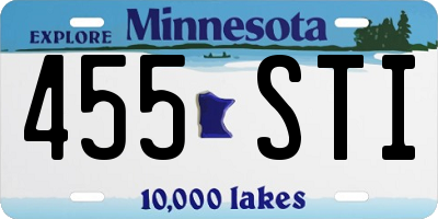MN license plate 455STI