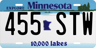 MN license plate 455STW