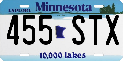 MN license plate 455STX