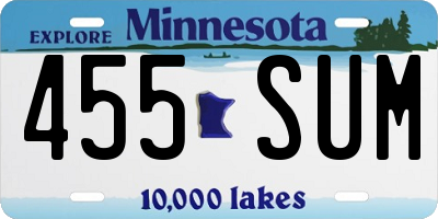 MN license plate 455SUM