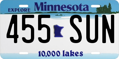 MN license plate 455SUN