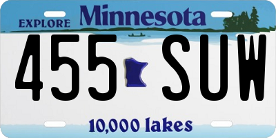 MN license plate 455SUW