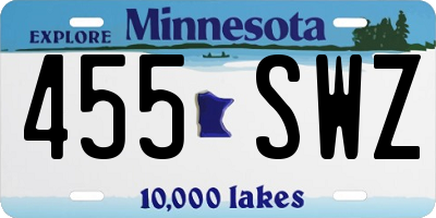 MN license plate 455SWZ
