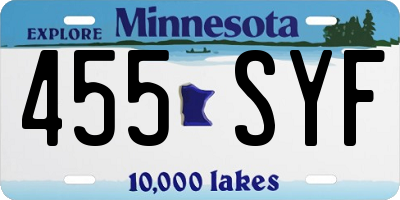 MN license plate 455SYF