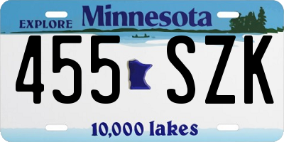 MN license plate 455SZK