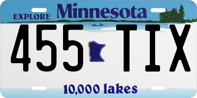 MN license plate 455TIX