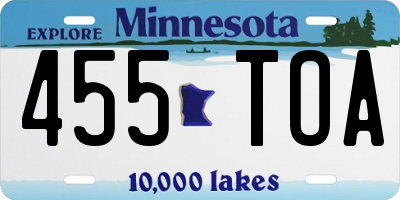 MN license plate 455TOA