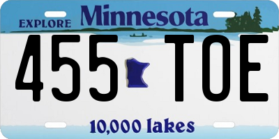 MN license plate 455TOE
