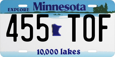 MN license plate 455TOF