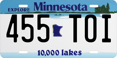 MN license plate 455TOI