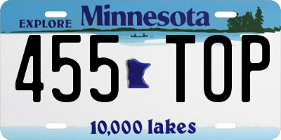 MN license plate 455TOP