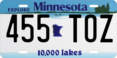 MN license plate 455TOZ