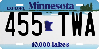 MN license plate 455TWA