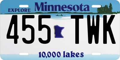 MN license plate 455TWK