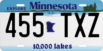 MN license plate 455TXZ