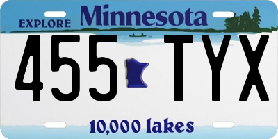 MN license plate 455TYX