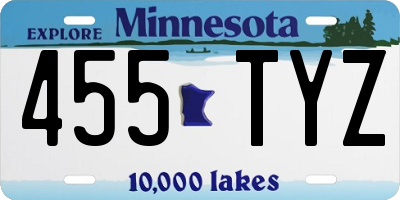 MN license plate 455TYZ