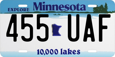 MN license plate 455UAF