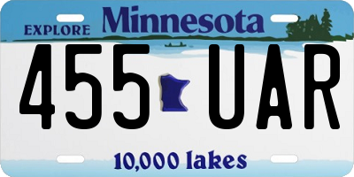 MN license plate 455UAR