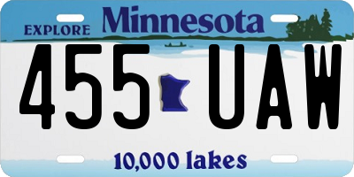 MN license plate 455UAW
