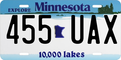 MN license plate 455UAX
