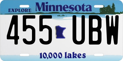 MN license plate 455UBW