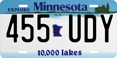 MN license plate 455UDY