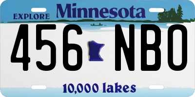 MN license plate 456NBO