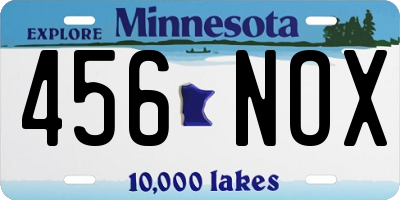 MN license plate 456NOX