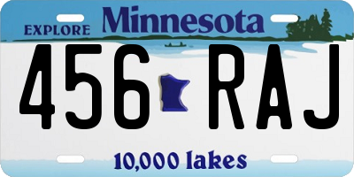MN license plate 456RAJ