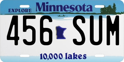 MN license plate 456SUM