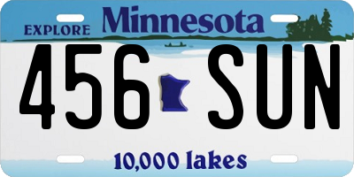 MN license plate 456SUN