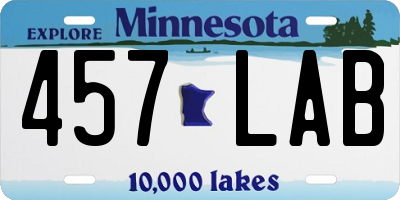 MN license plate 457LAB