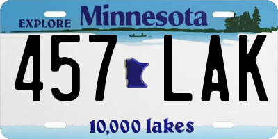 MN license plate 457LAK