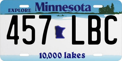 MN license plate 457LBC