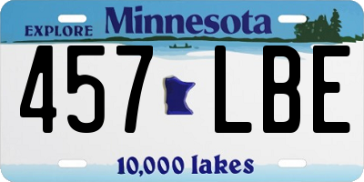 MN license plate 457LBE