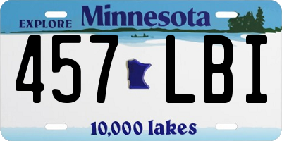 MN license plate 457LBI