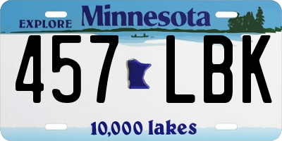 MN license plate 457LBK