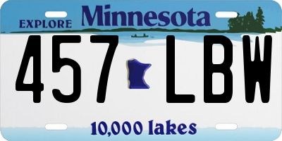 MN license plate 457LBW