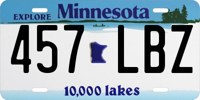 MN license plate 457LBZ