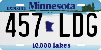MN license plate 457LDG