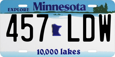 MN license plate 457LDW